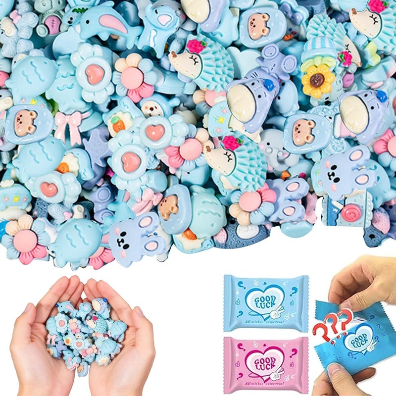 CIYOJA 50PCS Blue Series Cartoon Resin Mystery Blind Bag – Mini Cute Figures for Kids Crafts, Tiny Random Toy Charms, DIY Phone Case Decorations, Surprise Collectible Resin Miniatures Variety Pack - Image 1